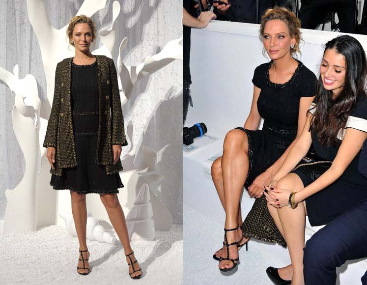 Uma Thurman vestida de Chanel en la Paris Fashion Week